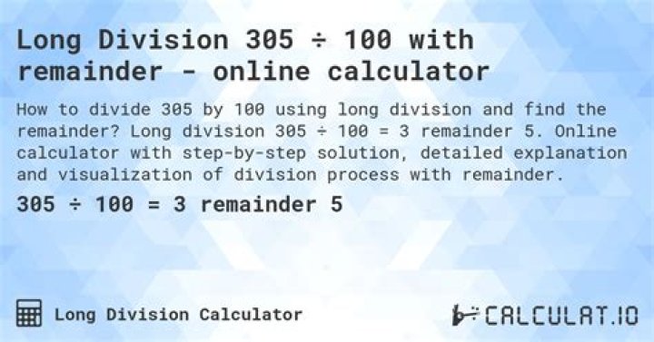Long Division (Remainder) 305 and 4