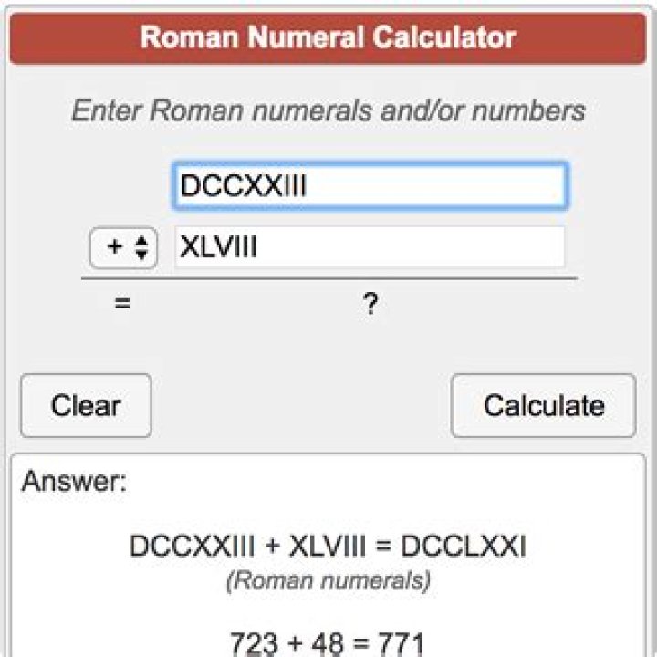 Roman Numeral Conversions Calculator